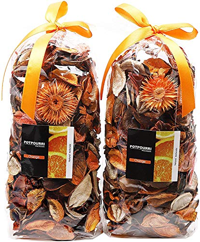 Qingbei Rina Gifts Orange Color Potpourri of 2 Bags Scented Dried Flower Perfume Sachet with 5ml Essential Oil (Fragrance BT423922) Decorative Filler for 83 Fluid-Oz Bowl and Vase
