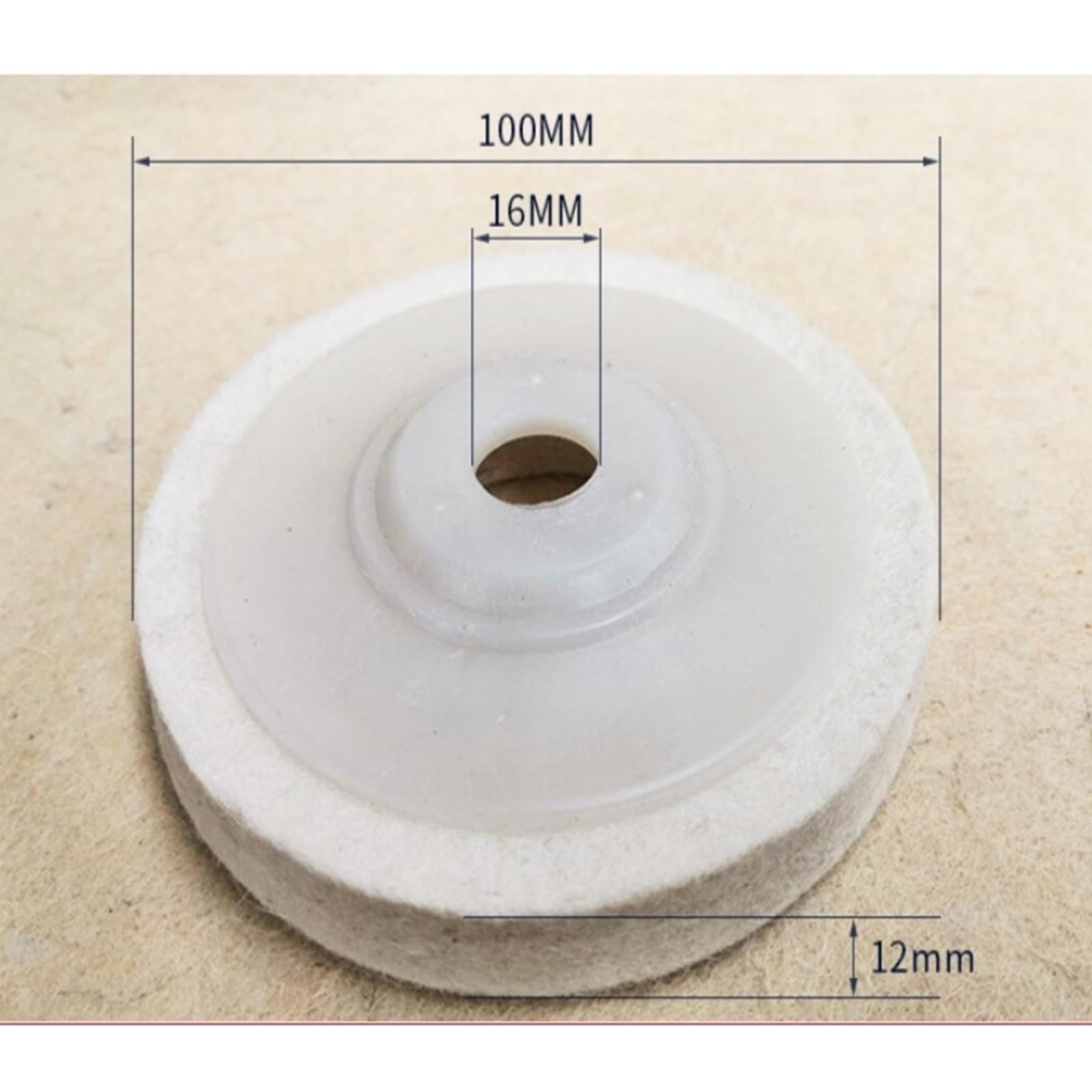 Polierscheibe für Tischschleifmaschine 4-Zoll-Polierscheibe aus Wollfilz, Polierpads for Winkelschleifer, Reinigungsscheibe for Metall, 100 mm x 16, Schleifmittel(2pcs)