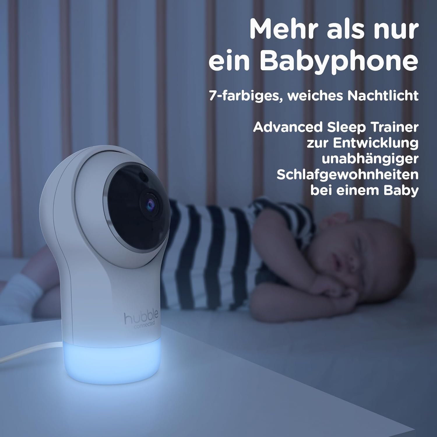 Hubble Pal Glow WiFi Smart Hd1080P Remote Pan, Tilt e Zoom Camera con Talkback Bidirezionale per il Monitoraggio di Neonati e Animali Domestici, Bianco