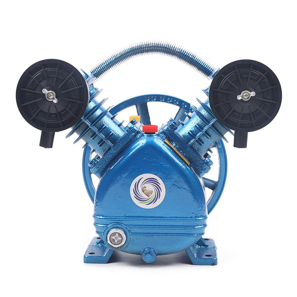 Air Compressor Pump Head 2HP 2 Piston V-Type Double Cylinder Compressor Air Compressor Pump Head Single Stage 115PSI 1050rpm/min Air Tool Replacement