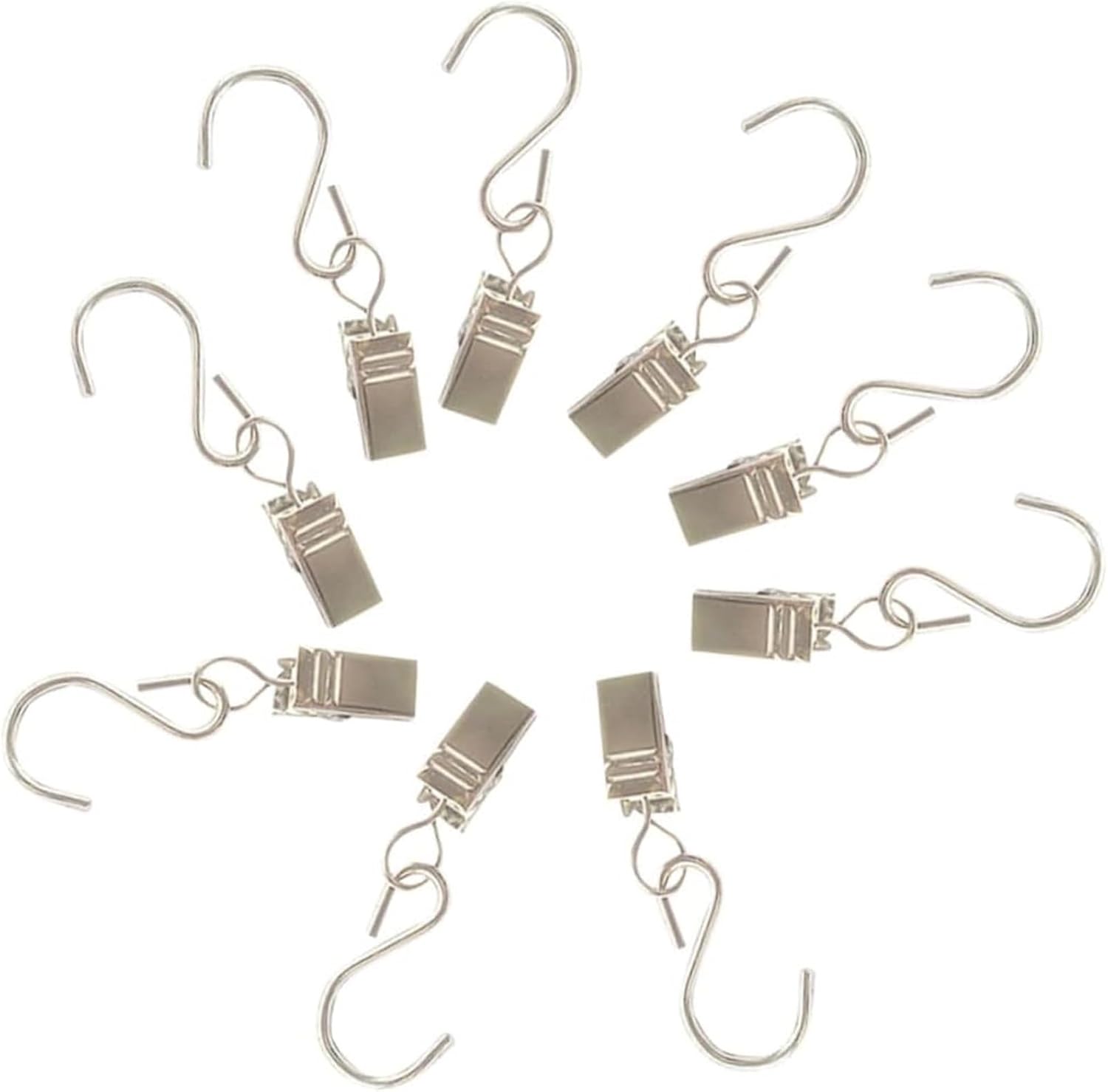 Curtain Rails and Fittings,Curtain Brackets,100 PCS Window Curtain Ring with Hooks Clip Metal Hangers Awning Light Hook Art Craft Display Hook Drapery Clips Rings S Hooks