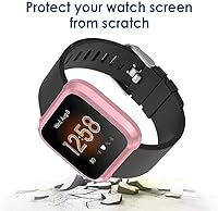 Vista 5 de Simpeak Funda protectora de pantalla compatible solo con Fitbit Versa Lite, 5 unidades, protección completa, cubierta de parachoques chapada en TPU