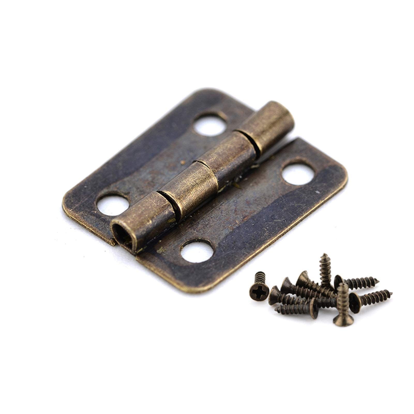 Nvsfzgiyg Gold Hinge, 10Pcs Antique M-Ini Bronze Decoration Door S For Wooden Cabinet V-Intage Jewellery Box Furniture Hardware(Gold)