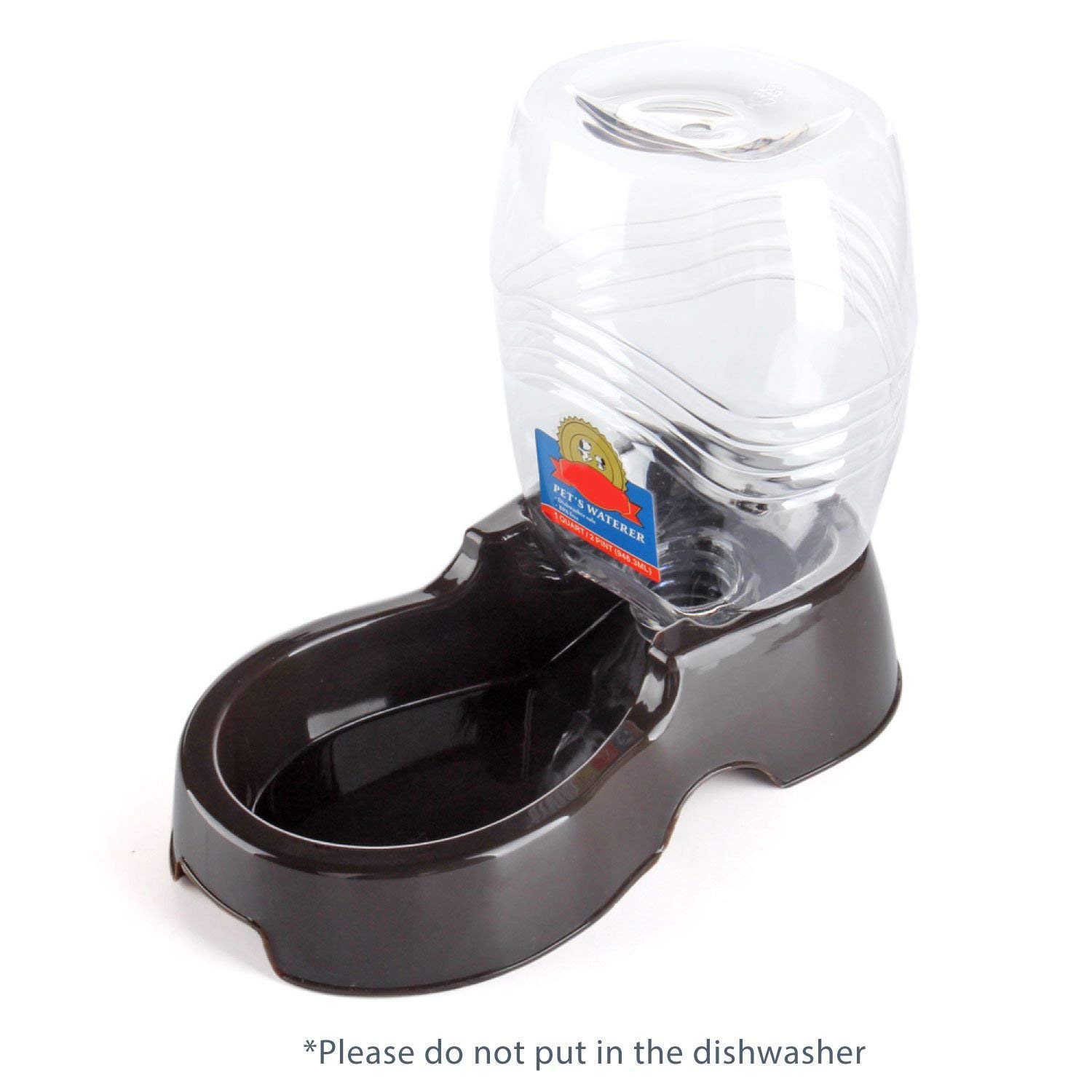 Flexzion Pet Water Dispenser Station, Black (1/4 Gallon) Auto Replenish Gravity Waterer Drinking Fountain Bottle Bowl Dish Portable Stand for Small Dog Cat Animal