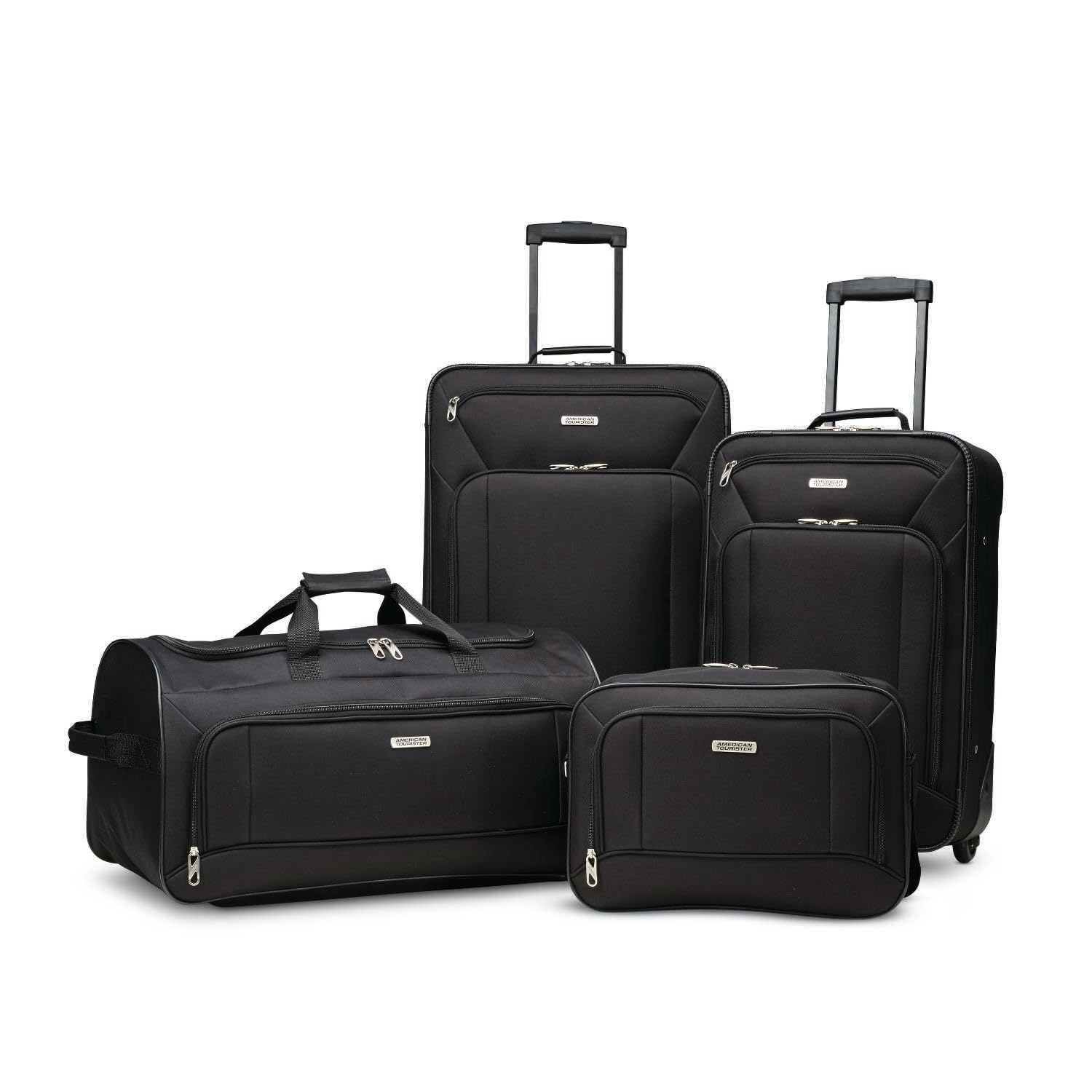 Fieldbrook XLT Softside Upright Luggage, Black, 4-Piece Set (BB/DF/21/25)