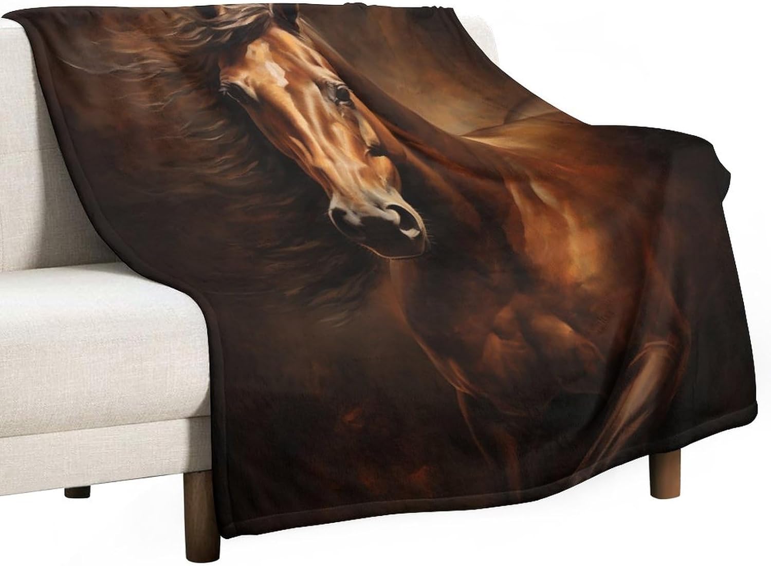 Horse Blanket Gifts for Women Girls Boys, Comfort Warmth Soft Cozy Blanket Fleece Blanket Couch Blanket Reversible Bed Throw Blanket-C4-60x80
