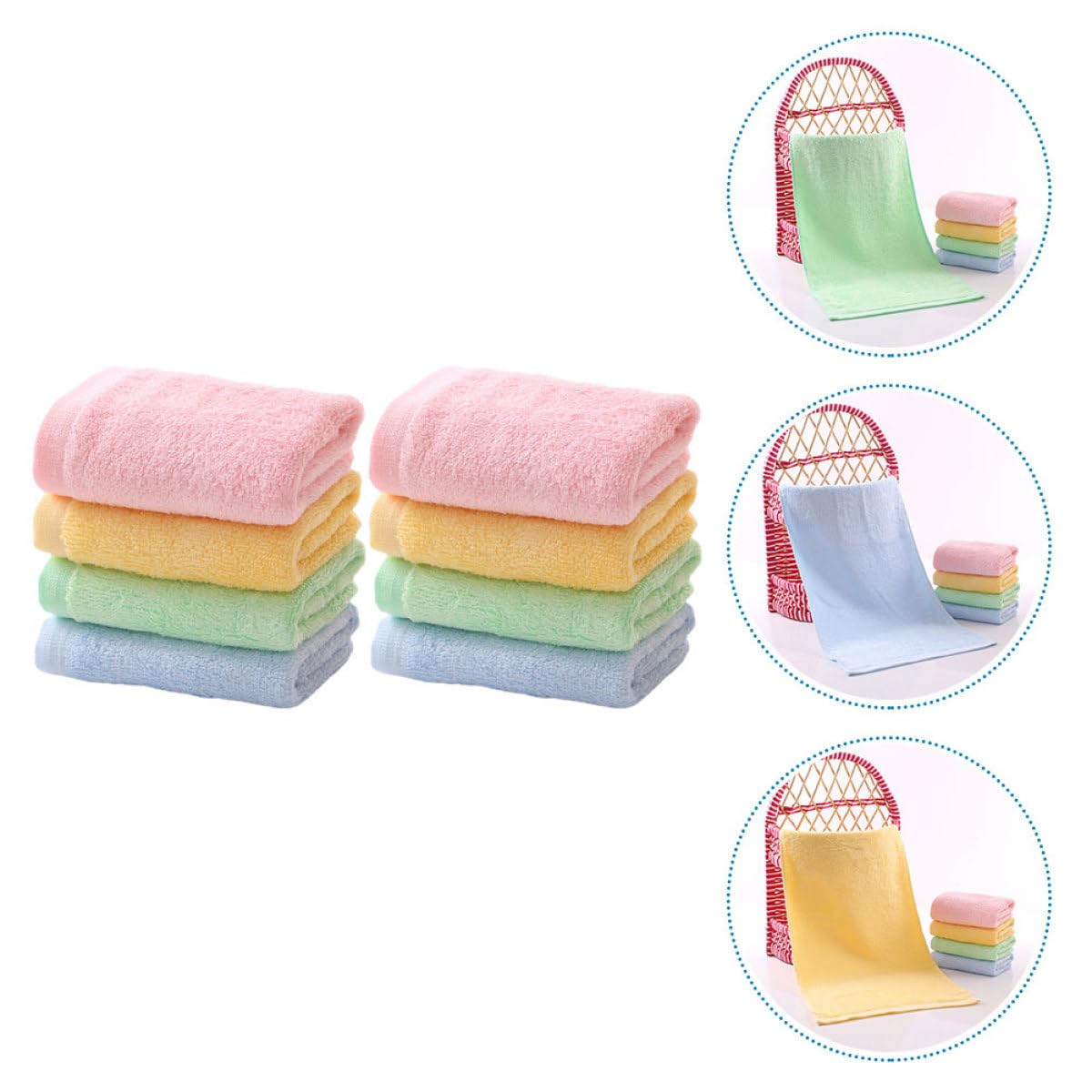 FRCOLOR Lot de petites serviettes pour enfants Couverture de bain pour bébé Serviette de visage pour bébé Serviettes douces et absorbantes Serviettes de cuisine en microfibre avec capuche Serviette