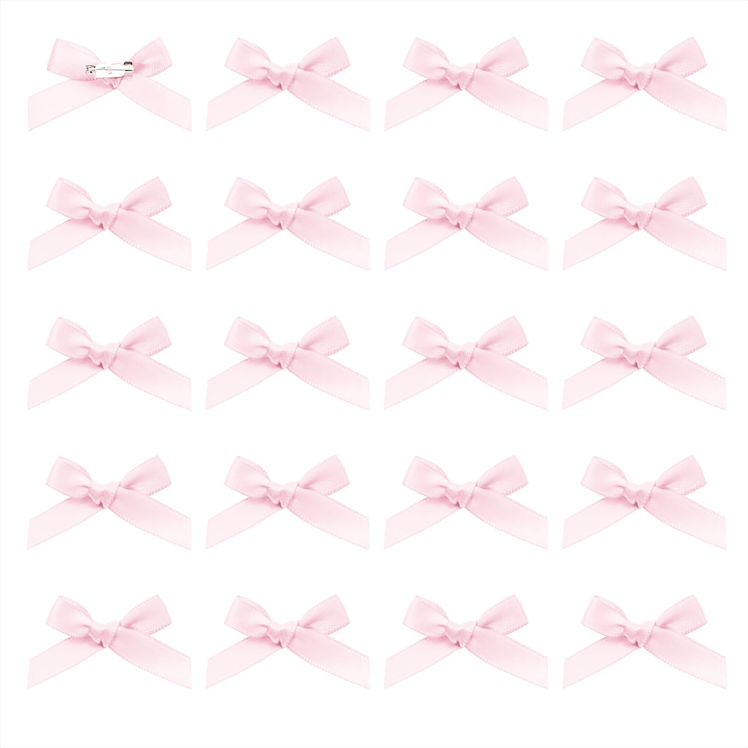 Penta Angel Bow Safety Pins 20Pcs Mini Satin Bowknot Flower Safety Charm Pins for Socks Shirts Hats Gloves Dress Shoes Crafts Decoration (Pink)