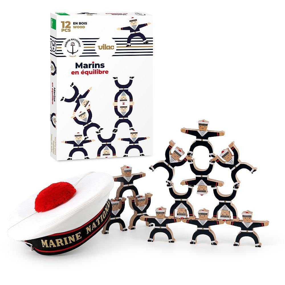 Vilac - Acrobat Sailors Wooden Balance Game, Children's Toys, Games for Kids 12 Pieces, Unisex, Medium - Image 3