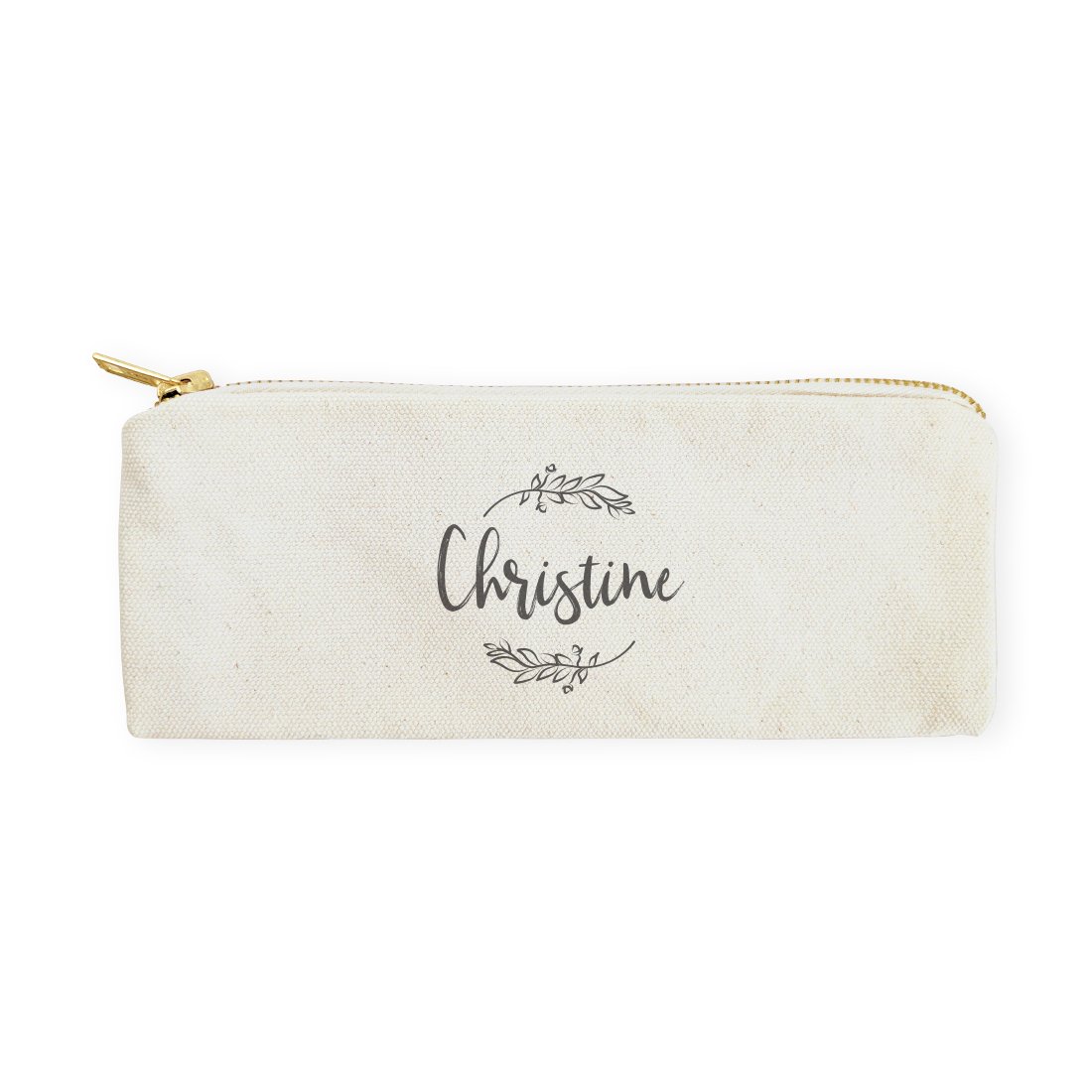 The Cotton & Canvas Co. Personalized Name with Vine Small Cosmetic Case and Travel Pouch for Office and On the Go