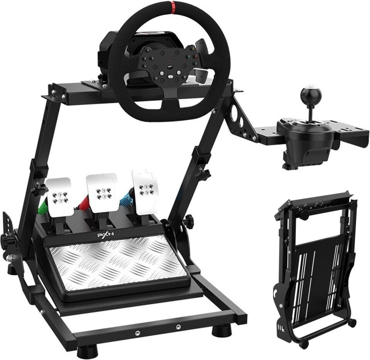 PXN A10 PC Gaming Simulator Cockpit Racing Steering Wheel Stand, Black