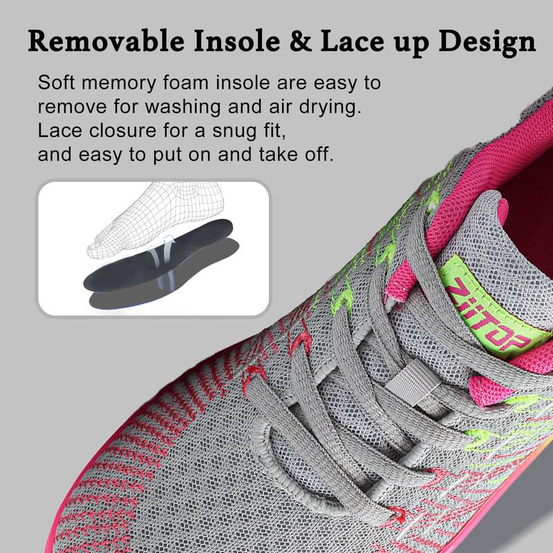 Chaussures de course à coussin d'air pour femme - Chaussures de marche légères et respirantes en maille - Chaussures de sport antidérapantes - Chaussures de sport décontractées pour la gym, le tennis,