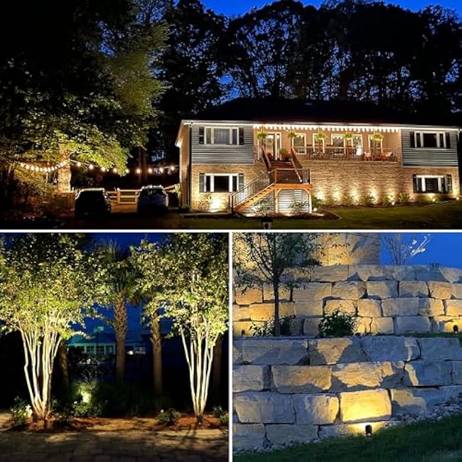 SUNVIE LED Landscape Lighting Kit Low Voltage Landscape Lights Outdoor Uplights 3000K