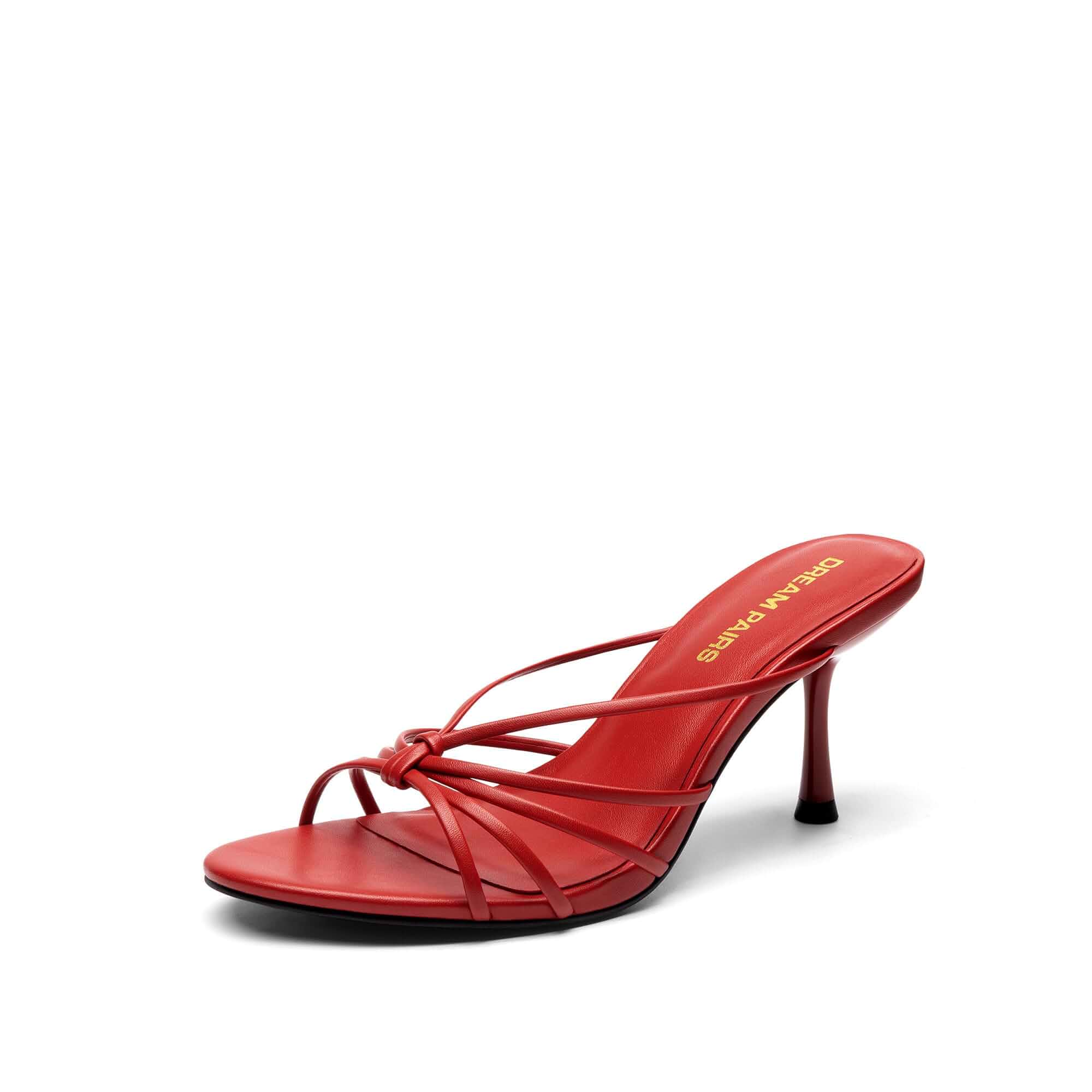 DREAM PAIRS Women's Kitten Strappy Heel Sandals Slip On Heeled Sandals for Women, Open Toe Summer Sandals for Weddings, Parties, Work and Dressy Occasions