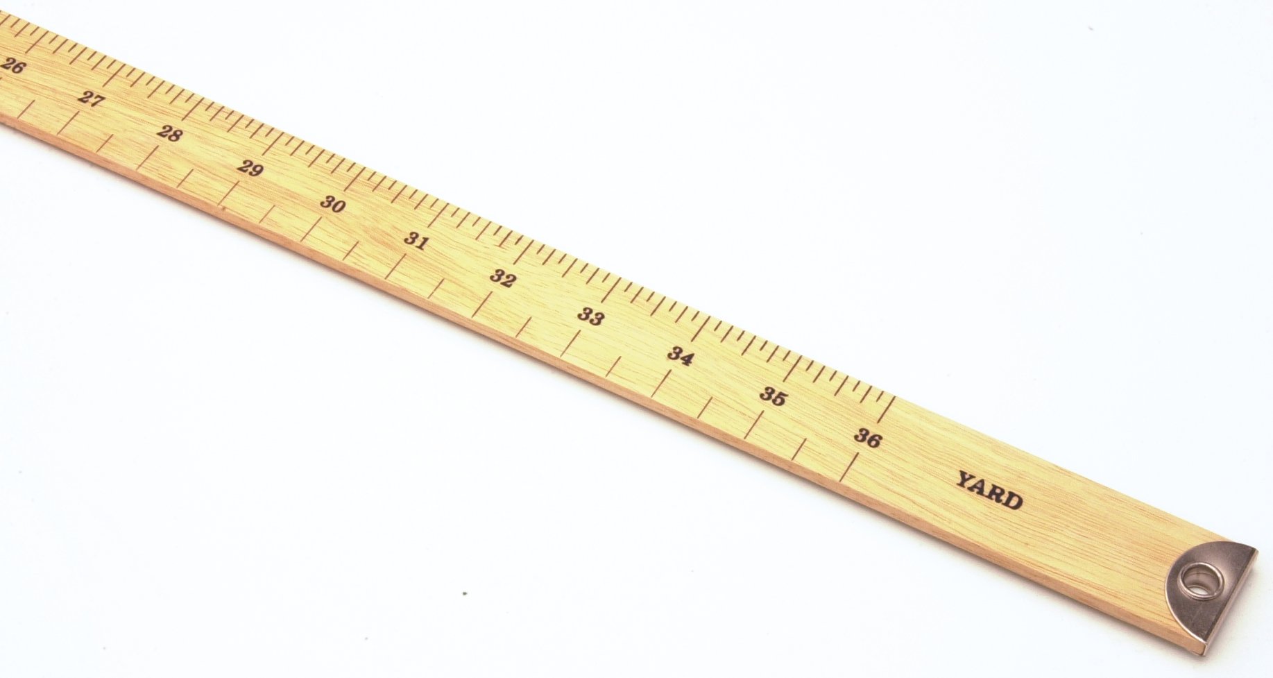 Buy Wooden metre/yard stick with 2 metal rings cm/mm one side and inch