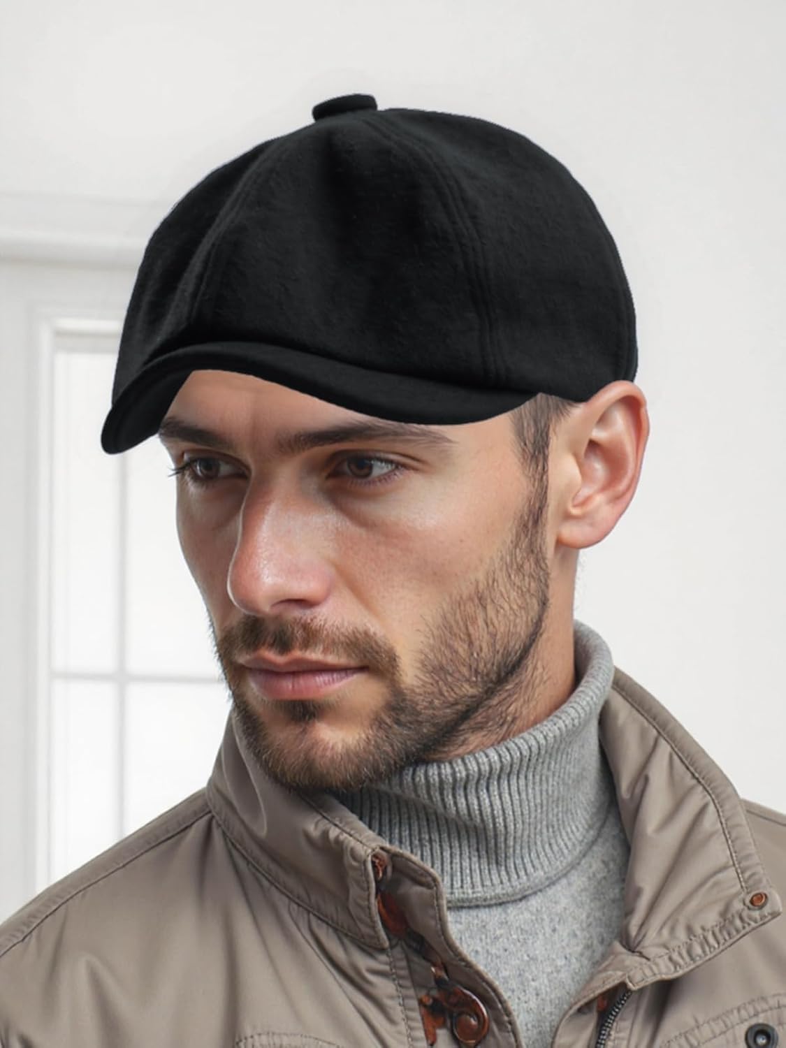 Senker Fashion Newsboy Cap for Men, Irish Newsies Hat Classic 8 Panel Wool Blend for Old Man Cabbie Driving - Image 2