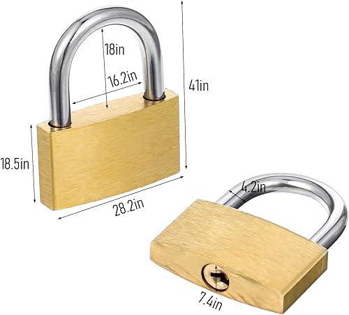 Miniatura 2 de 4 candados pequeños de latón macizo, candados pequeños de latón macizo, cerradura de casillero de gimnasio de 0.787 in + 0.984 in, mini candados