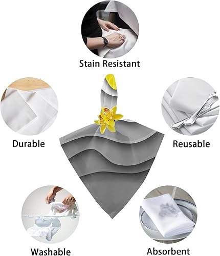 Miniatura 6 de Juego de 4 servilletas de cocina, servilletas de tela amarillas y grises, reutilizables, lavables, para bodas, cócteles, fiestas, decoración de mesa