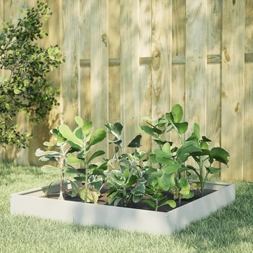 Bancal de acero 100 x 100 x 26 cm, duradero y resistente a la intemperie, ideal para jardín y balcón, solución práctica para el cultivo de hortalizas