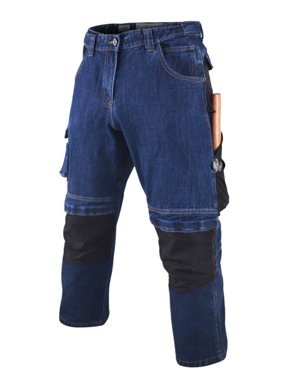 Muscle Alive Men's Workwear Utility Pants Heavy-Weight 100% Cotton Relaxed Fit Trousers with Expandable Waist Band for Chubby