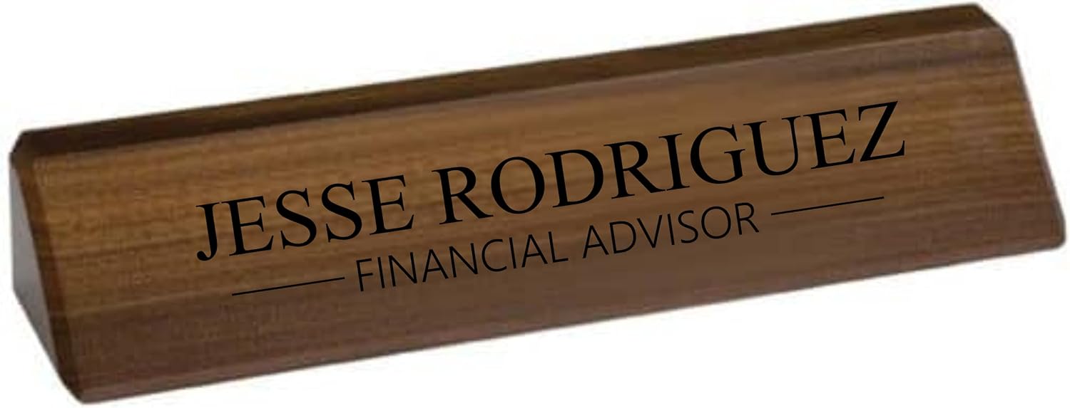 Walnut Office Desk Name Plate Personalized. Custom Name Plates for Desks. Office Desk Decor. Gift for Coworkers, Teachers, Graduates. Walnut Desk Wedge