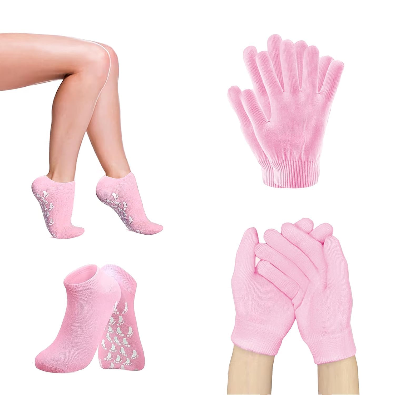 Spa Gel Socks & Gloves Set – Silicone Moisturizing Booties & Mitts for Dry Hands & Feet | Hydrating Beauty Care for Cracked Skin | Skin Softening Therapy-image-37