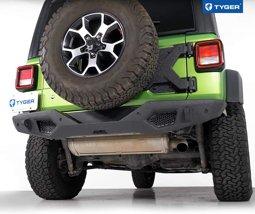 Tyger Auto TG-BP9J81198 Tyger FURY Rear Bumper with D-Ring Mounts Textured Black Compatible with 2018-2026 Jeep Wrangler JL (Not for JK)