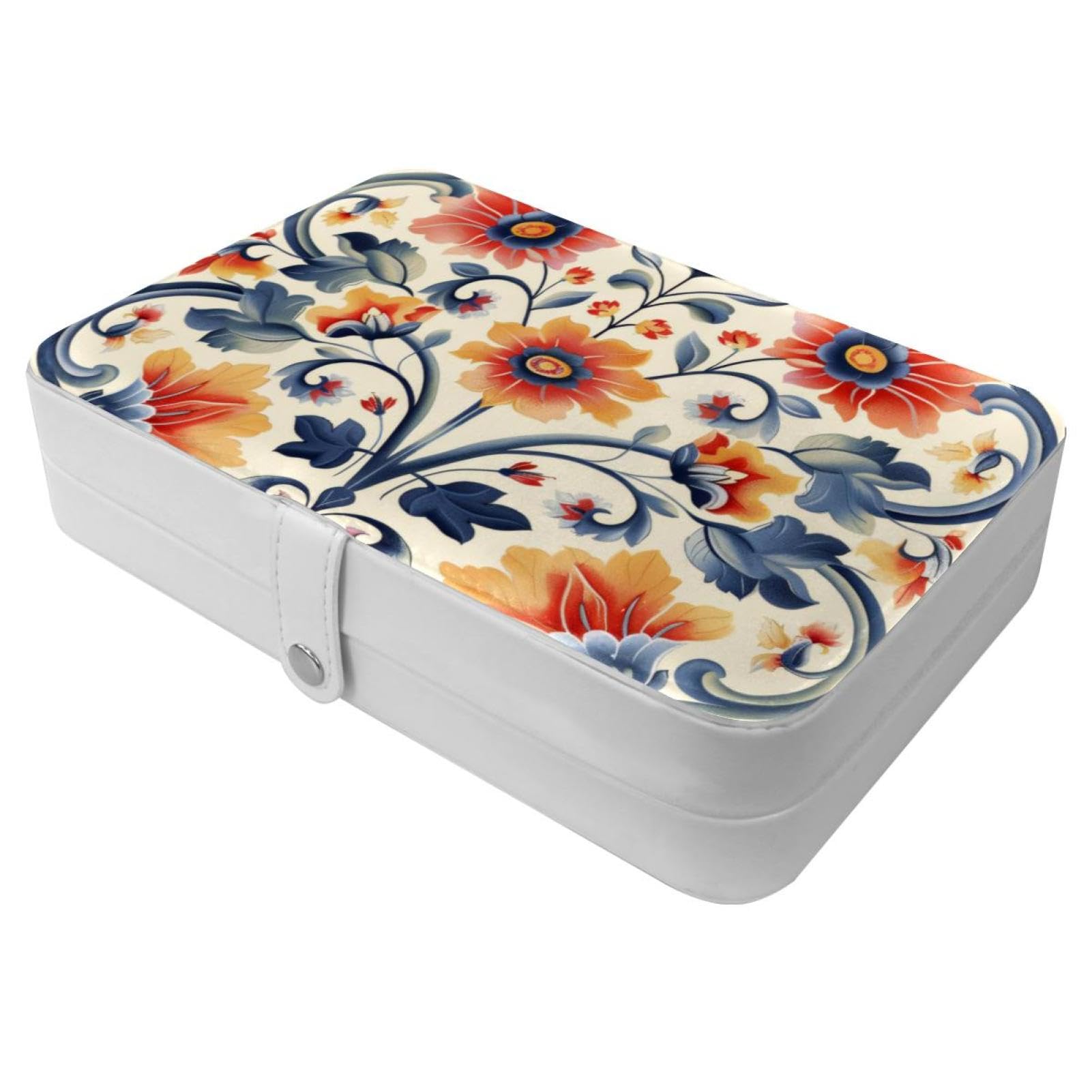 Boîte à bijoux de voyage idée cadeau femme motif fleurs colorées chic