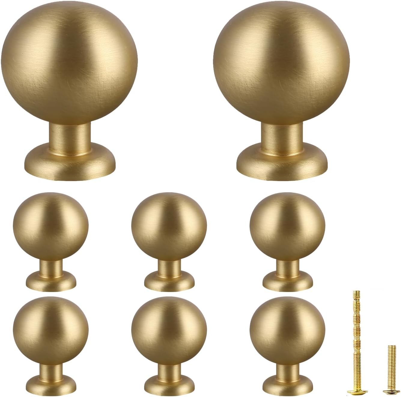 Yiking Soild Brass Cabinet Knobs Heavy Duty Real Brass Dresser Pulls,Brushed Gold Drawer Knob Kitchen Cabinet Pull Modern Small Round Handle Gold Handle for Kitchen Bathroom Furniture 8pcs 15/16in
