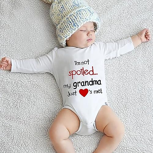 I'm Not Spoiled My Grandma Just Loves Me Romper for Boy Long Sleeve Baby Girls Bodysuits3