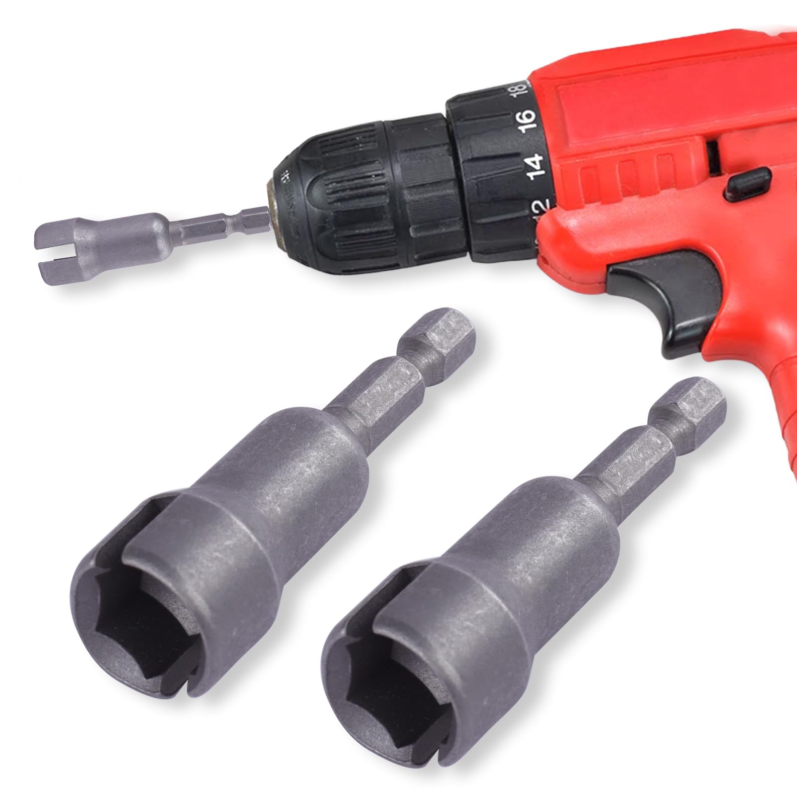 2 PCS Power Wing Nut Driver Set, 1/4" Hex Shank Slot Wing Nuts Drill Bit Socket Wrenches Tools, Nut Driver Set, Spanner Tool, for Panel Nuts, Screws, Eye C Hooks & Q-Hangers, Steel Construction