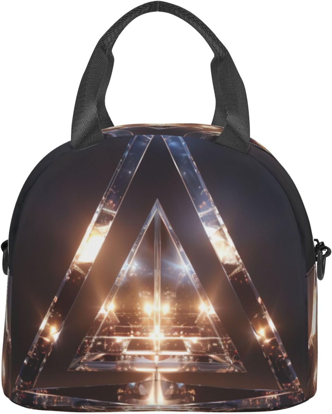 Blue Hexagons and Diamonds Print Reusable Lunch Bag Insulated Lunch Boxes for Office Work Picnic Tote Bag Adjustable