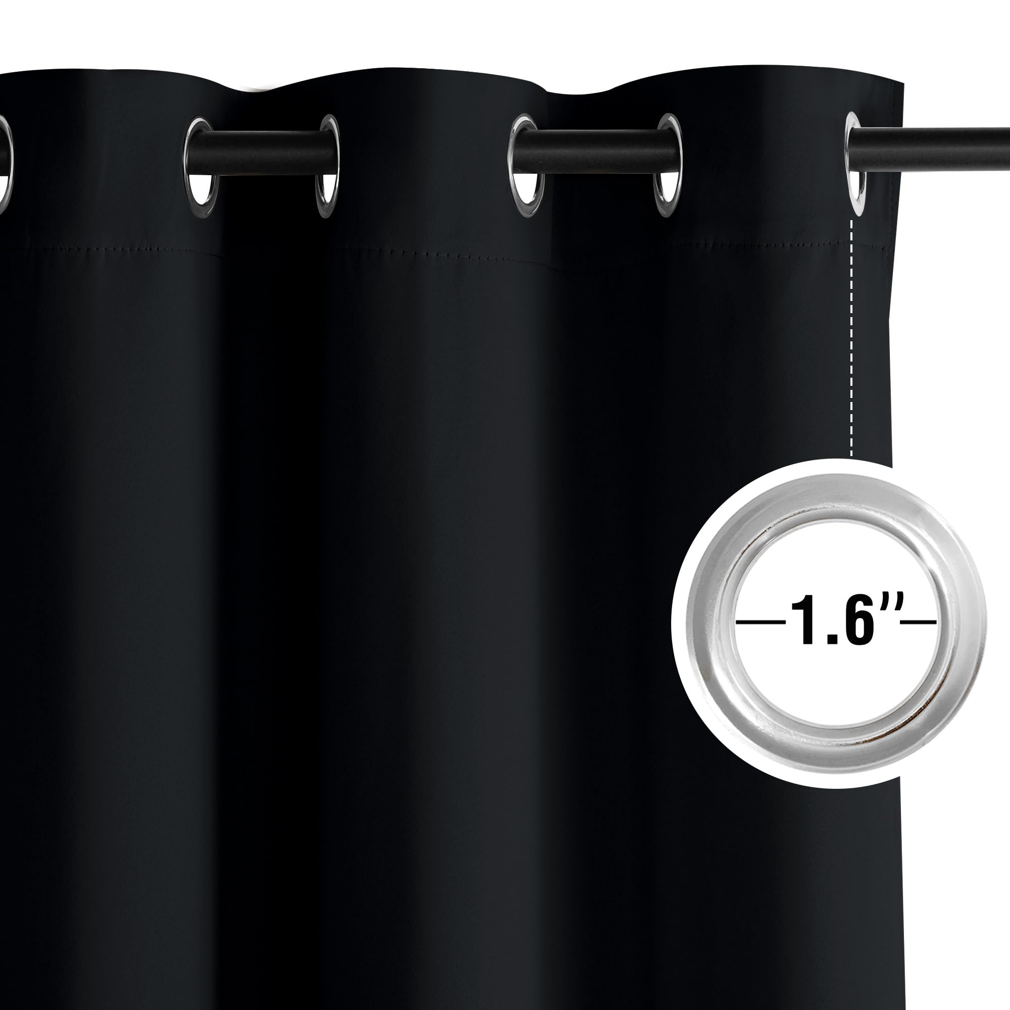 NICETOWN Black Blackout Curtains for Bedroom 84 inches Long 2 Panels, Thermal Grommet Curtains for Living Room, Noise Reducing Privacy Window Treatment Shades for Nursery, Laundry Patio, W52