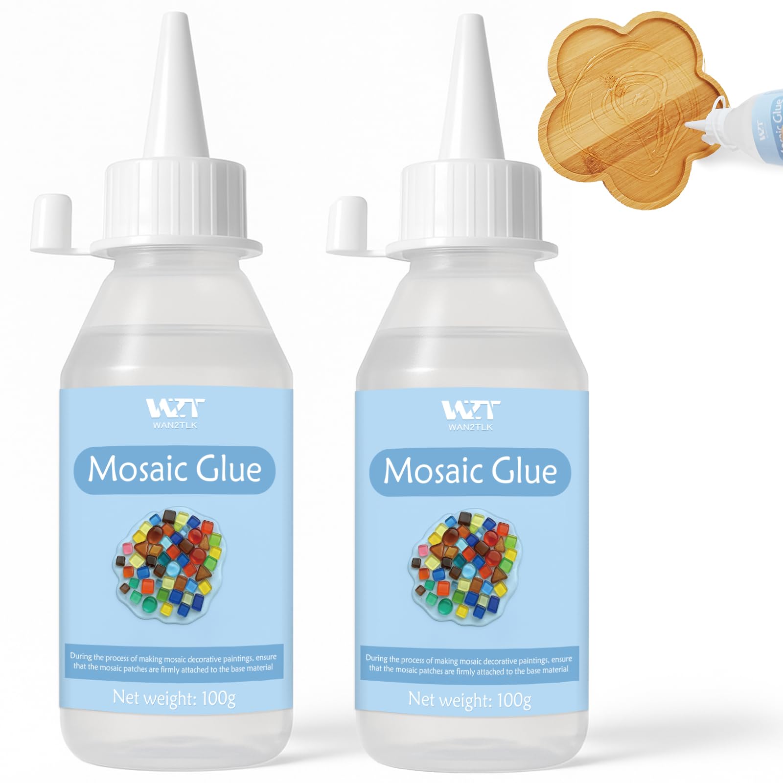 WAN2TLK 200ml Clear Mosaic Tile Glue, Non-Toxic & Waterproof, Glass Tile Adhesive for DIY Crafts, Indoor/Outdoor Projects