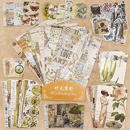Artsmona 100 Pieces Vintage Ephemera Pack Junk Journal Kit Scrapbook Supplies Decoupage Paper Sticker Material For Art Journaling Bullet Journals Planners Collage Album Crafter Gifts (Retro) #TOP5