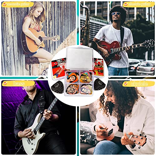 Guitar Picks 24 Pack With Organizer Box And Guitar Pick Holder,Celluloid 0.71Mm Medium Thickness Picks Abstract Art Plectrum For Acoustic Guitar,Bass, Electric Guitar,Ukulele #TOP6