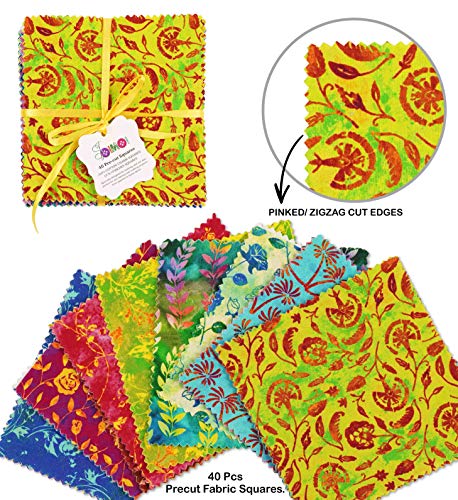 Soimoi Batik Print Precut 10-Inch Cotton Fabric Quilting Squares Charm Pack Diy Patchwork Sewing Craft #TOP2