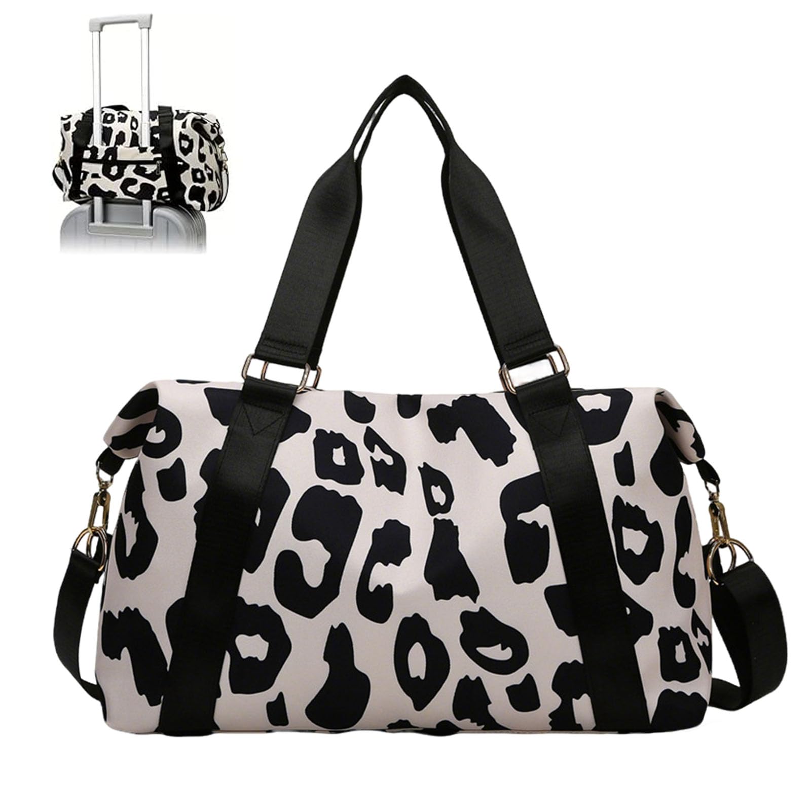 Duffle Bag for Women Travel, Large Capacity Weekender Bag with Cow Print Pattern, Multipurpose Gym Bag for Fitness Enthusiasts and Frequent Travelers, Multiple Carrying Options-image-13