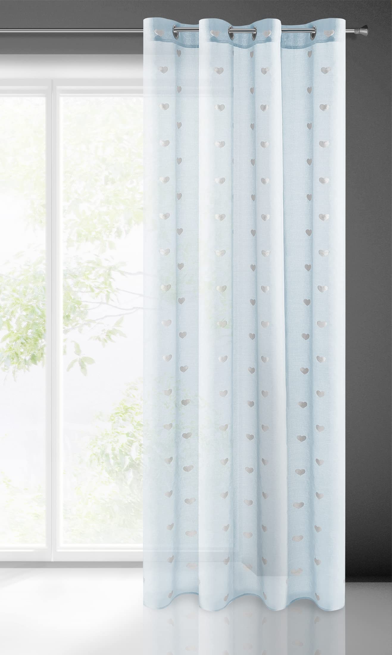 Eurofirany Tamay Tenda Con Occhielli E Pompon - Liscio Trasparente - Poliestere 140x250 Cm - Per Soggiorno E Camera Da Letto - 5