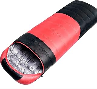 FYKABCL Saco de Dormir Perezoso, Relleno de plumón de Pato Blanco de 1200 g, Grueso y cálido, para Senderismo, Viajes y Actividades al Aire Libre de 25 °C a -35 °C, Color Rojo