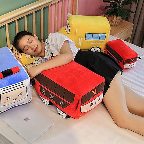 Miniatura 4 de XIYUAN Cojín de felpa de simulación de autobús escolar, linda almohada de dibujos animados para furgoneta, regalo de felpa para automóvil, juguetes