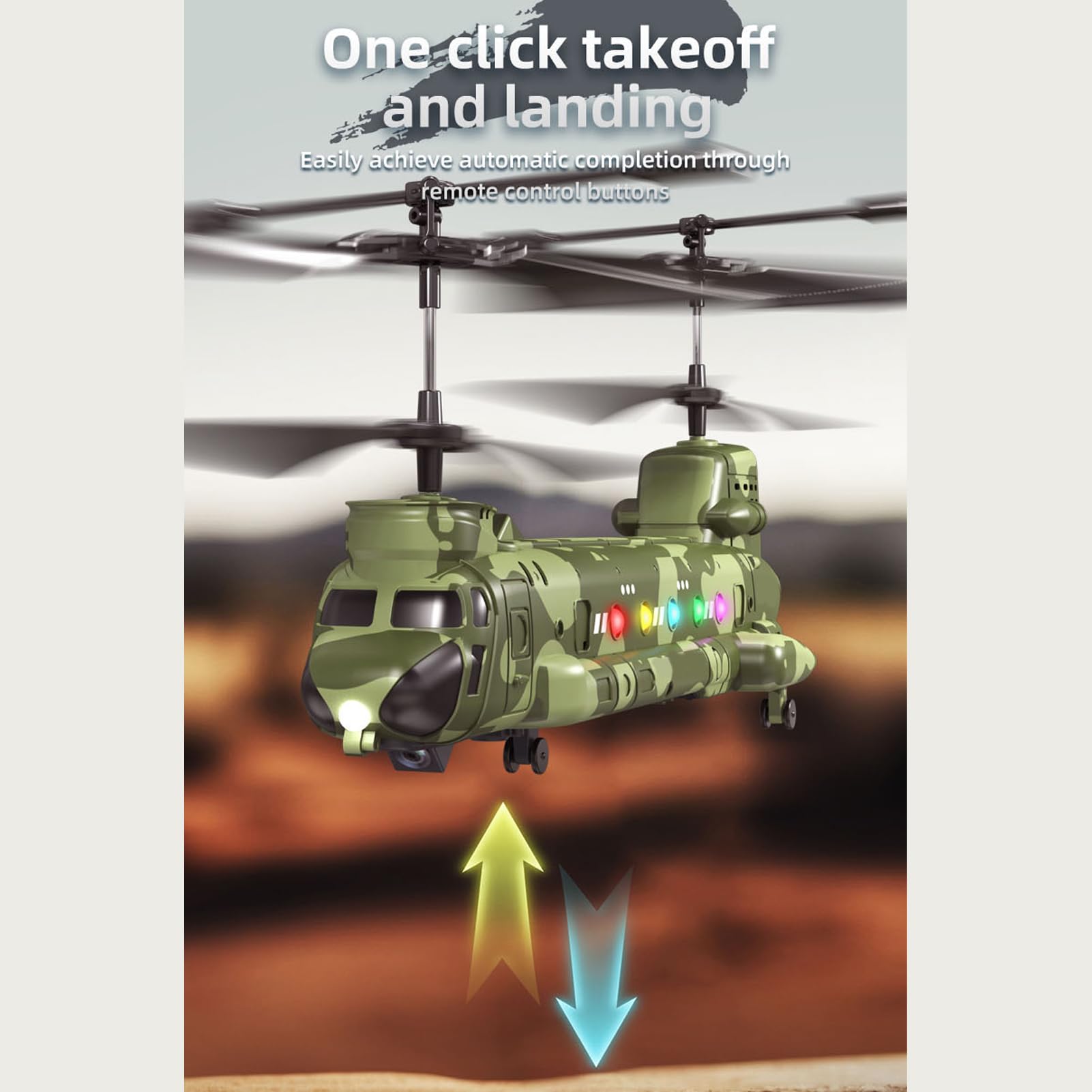 RC-Hubschrauber mit HD-Kamera, Höhenhaltung, LED-Leuchten, Start/Landung mit Einer Taste für Luftaufnahmen, Indoor-Outdoor-Flugmodell: Einsteigerfreundliches Ferngesteuertes