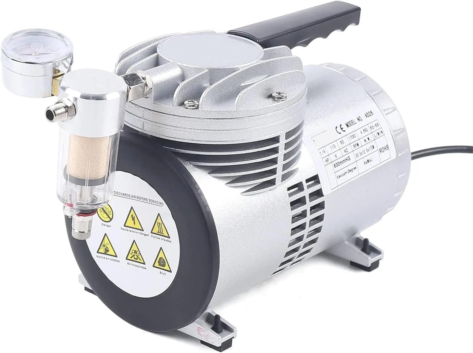 Mooilko One Color Oilless Diaphragm Vacuum Pump Refrigerant Single Unit Rotary With Manual Valve For Air Conditioning Food Packaging Easy Maintanance