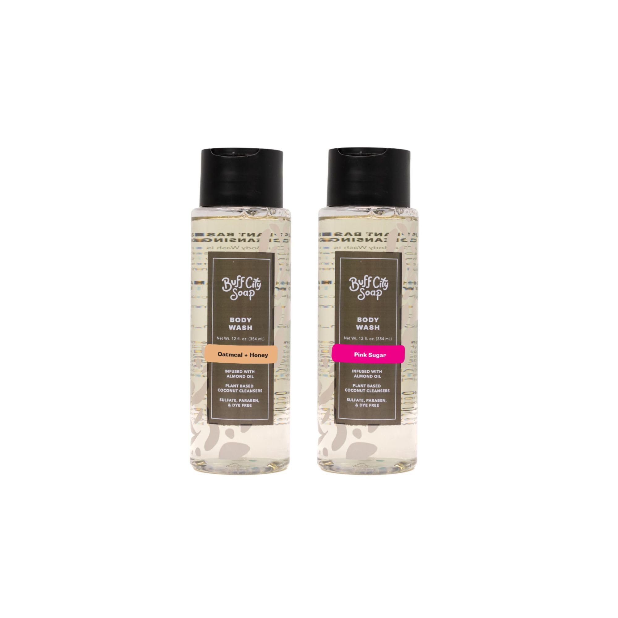 Buff City Soap Hydrating Body Wash Duo Plant-Based Body Wash Oatmeal Honey Pink Sugar 12 fl oz Each