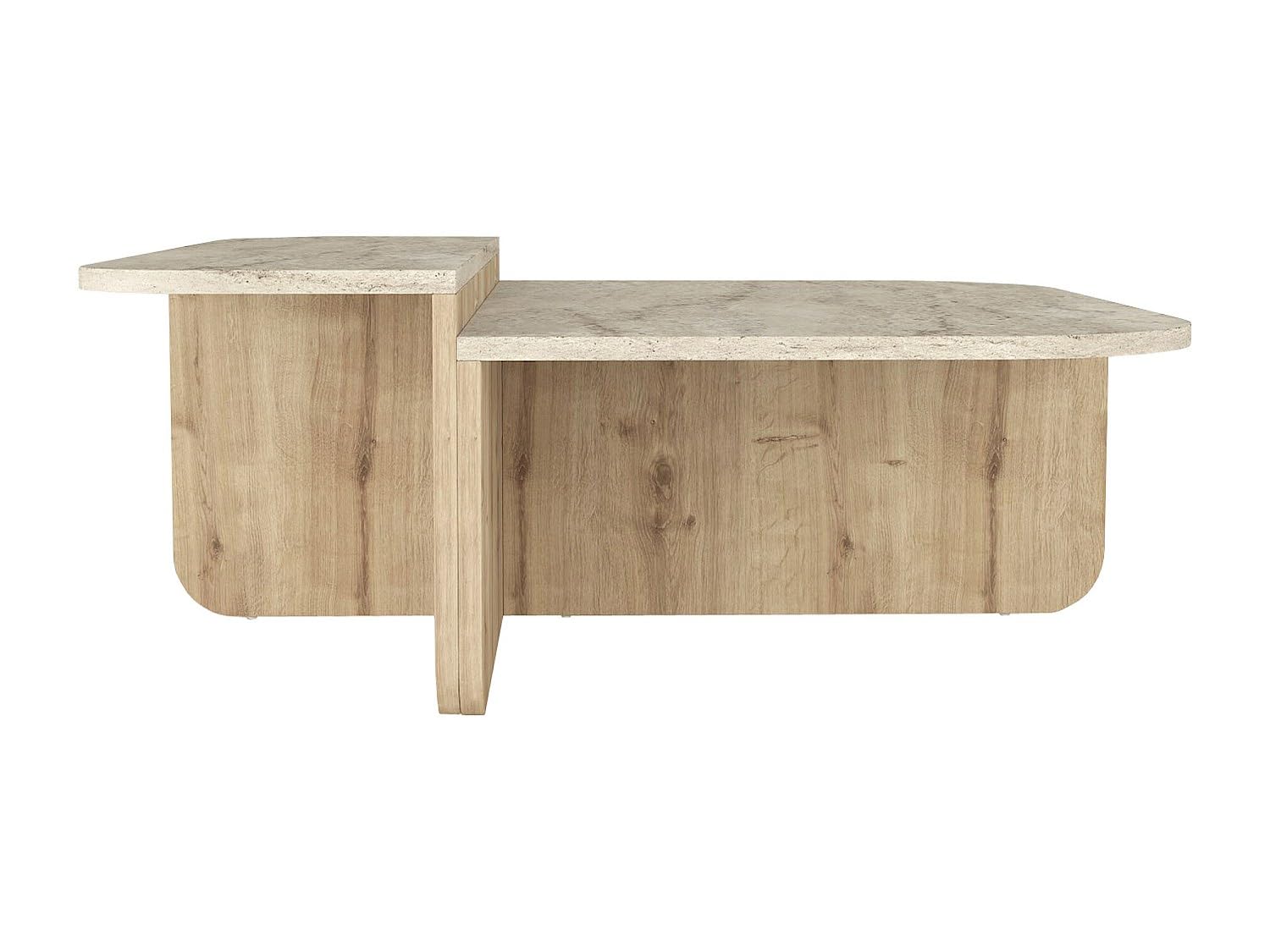 Vente-unique - Table Basse - Effet travertin Beige et Naturel Clair - MARALIA