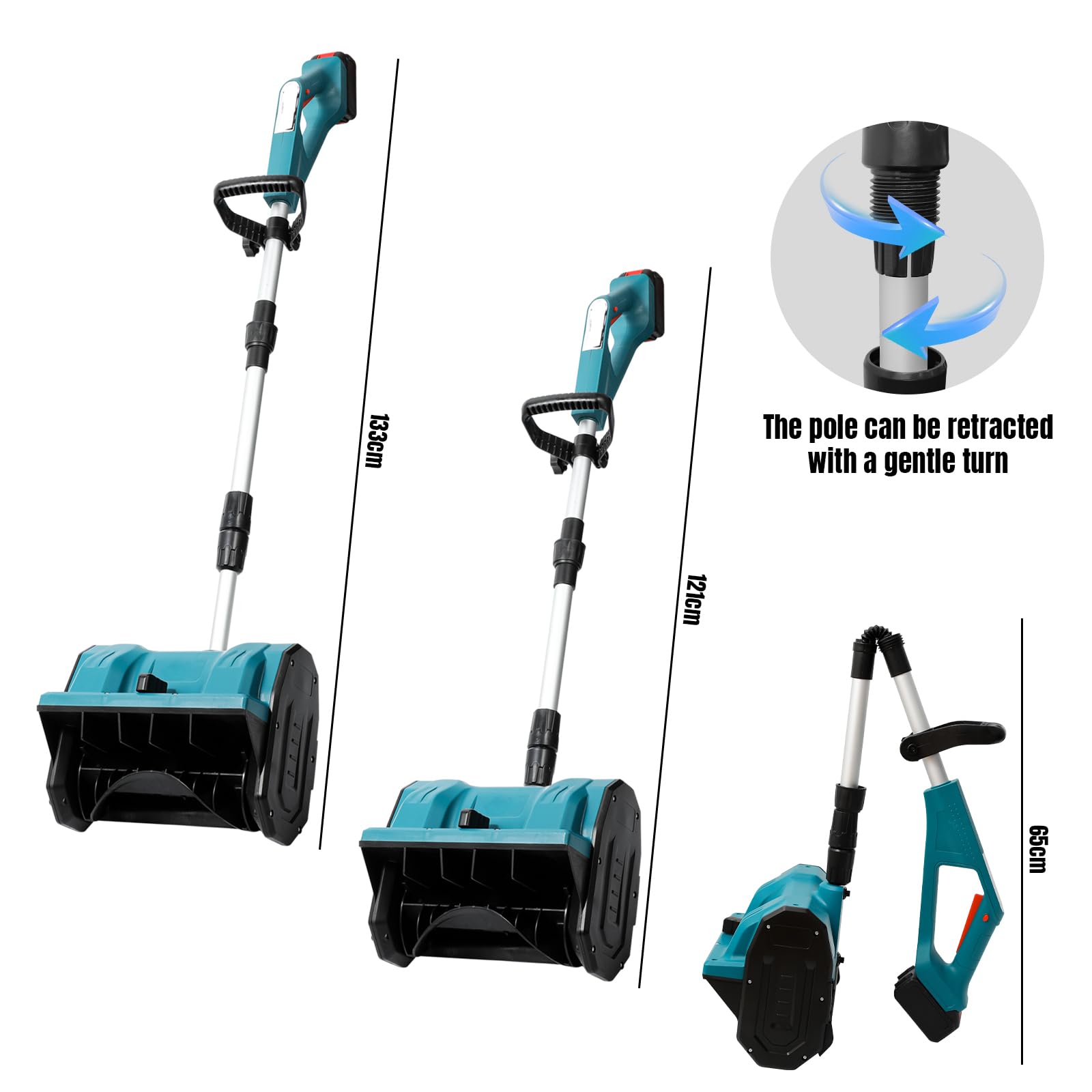 Akku-Schneefräse für Makita 18V Batterie, 13 Zoll Faltbare Elektrische Schneefräse,600W Schneefräse Akku,Höhenverstellbar, 45° verstellbare Richtung, max.Schneehöhe 20 cm (ohne Akku)
