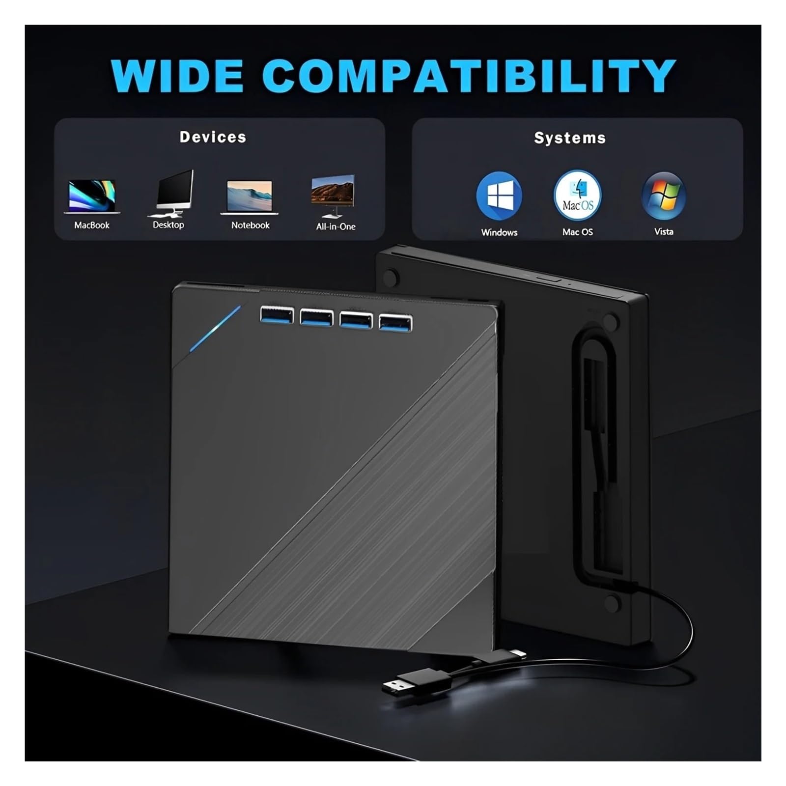 7w1 USB3.0 Typ C TF Zewnętrzne CD DVD RW Napędy Optyczne Nagrywarka Czytnik Tacy Odtwarzacza Na PC Laptop Notebook Wyczyść Proces Odtwarzania