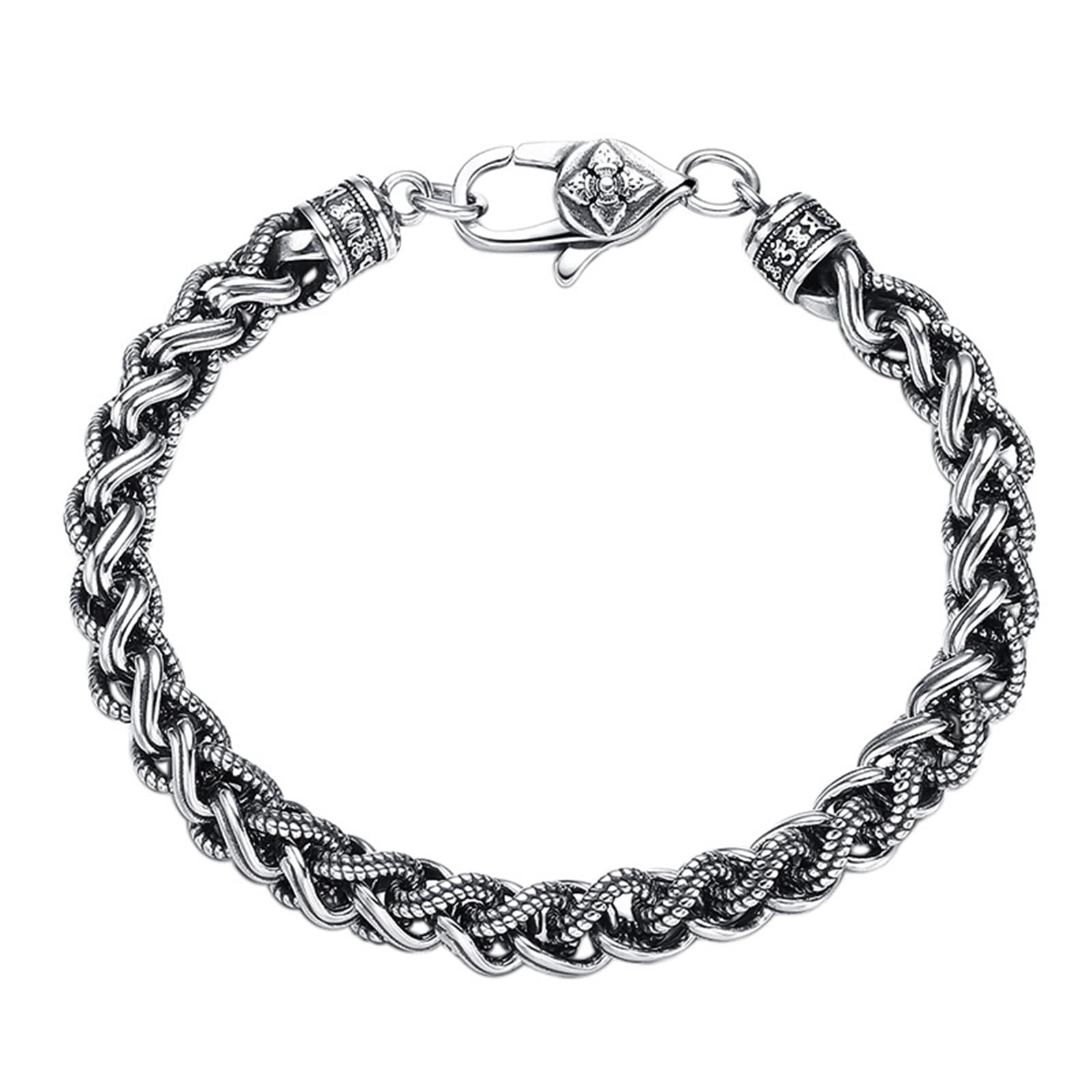Silber S925 Herren Armbänder Vintage Verdreht Welle Armband