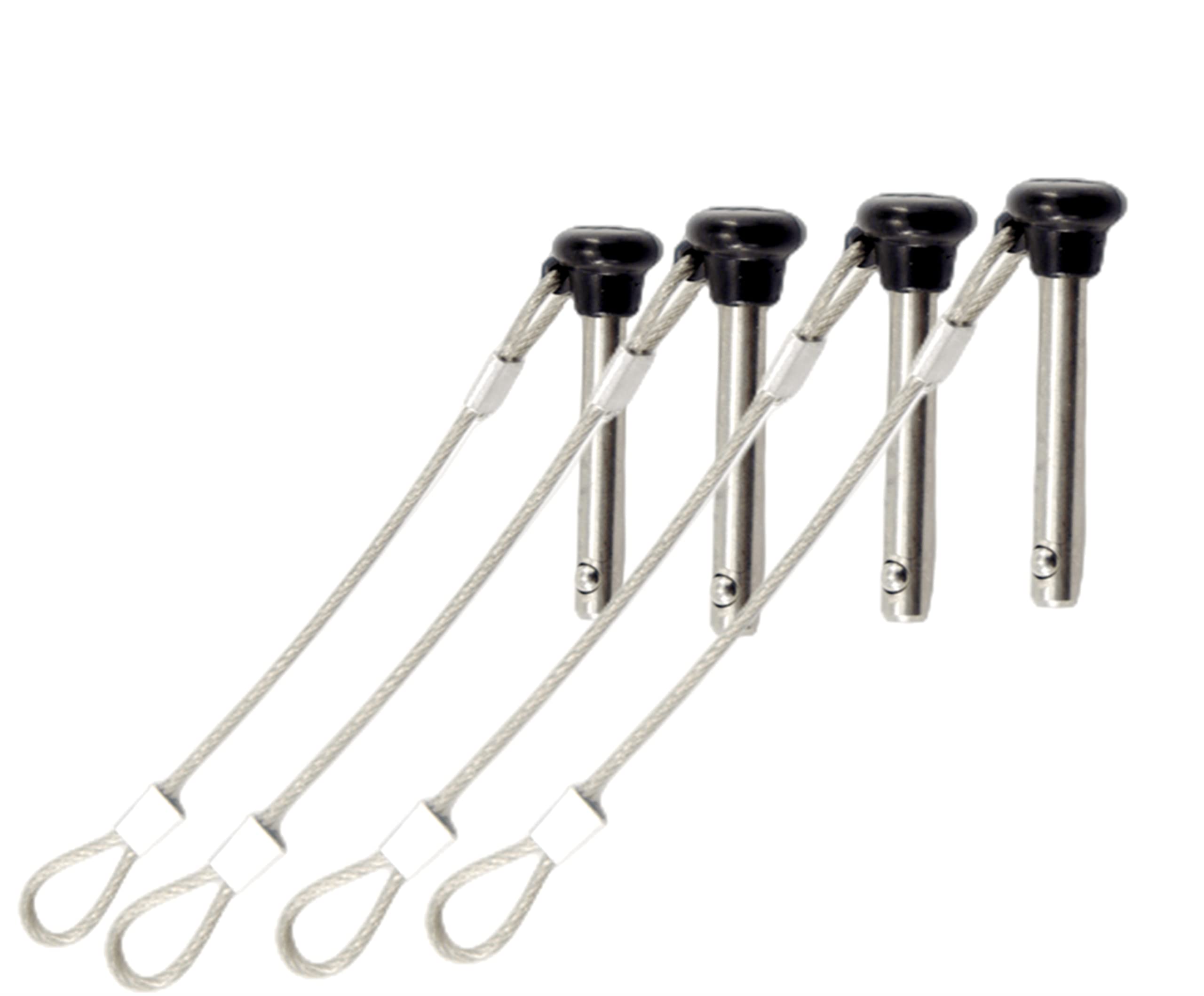 2/4/6Pcs Black Nylon Head Pull Pin Quick Release Pull pin Dia, 3/16" Marine Grade 316 Stainless Steel Bimini top Pins with Lanyard (4)