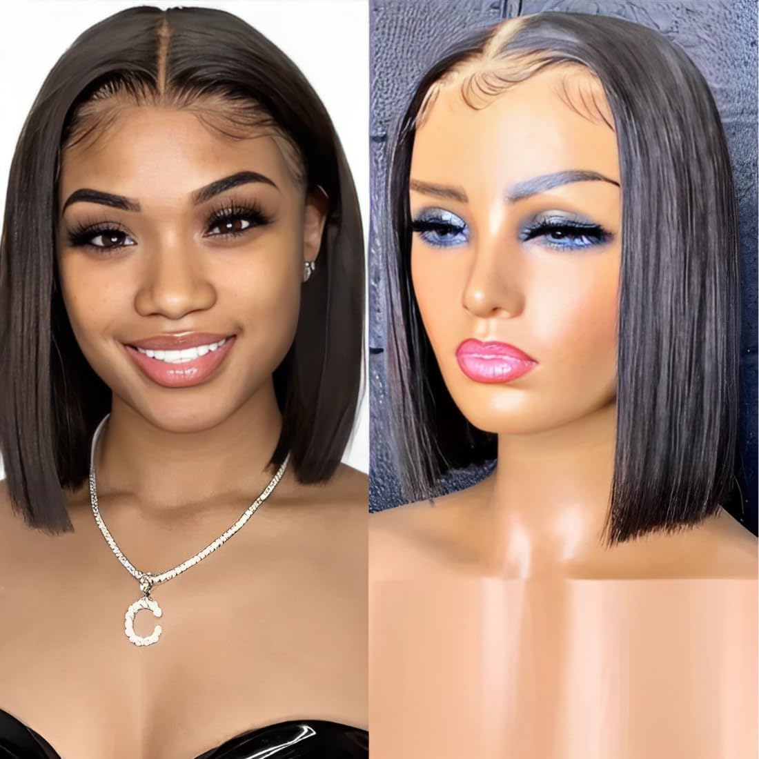 UNICE Bob Wig Human hair Straight 13x4 Lace Front Wigs Human Hair for Women Glueless Short Human Hair Frontal Wig Pre Plucked with Baby Hair Natural Color 180% Density 12 inch